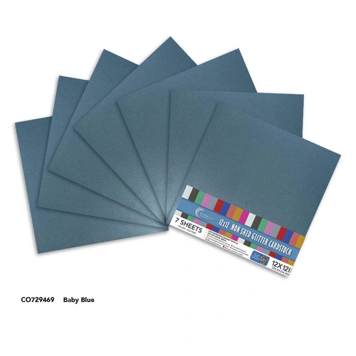 Couture Creations Laminated 12x12" Glitter Paper 7pk - Baby Blue