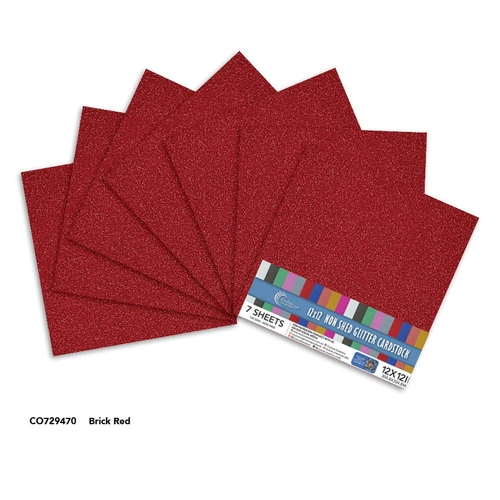 Couture Creations Laminated 12x12" Glitter Paper 7pk - Brick Red