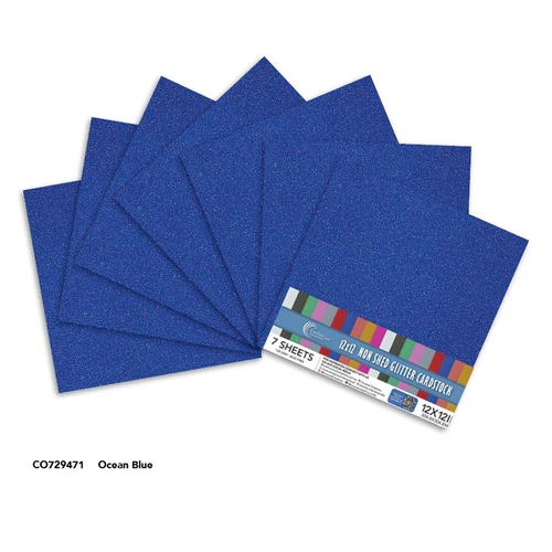 Couture Creations Laminated 12x12" Glitter Paper 7pk - Ocean Blue