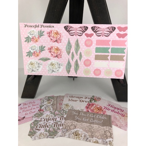 Couture Creations Peaceful Peonies Sticker Sheet & Postcard Pack