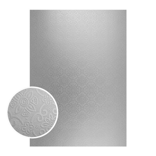 Couture Creations Mirror Foil Board A4 Silver Damask 10pk
