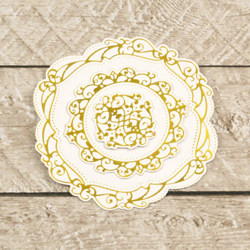 Couture Creations Cut, Foil and Emboss Decorative Nesting Die Circular Flourished Frames