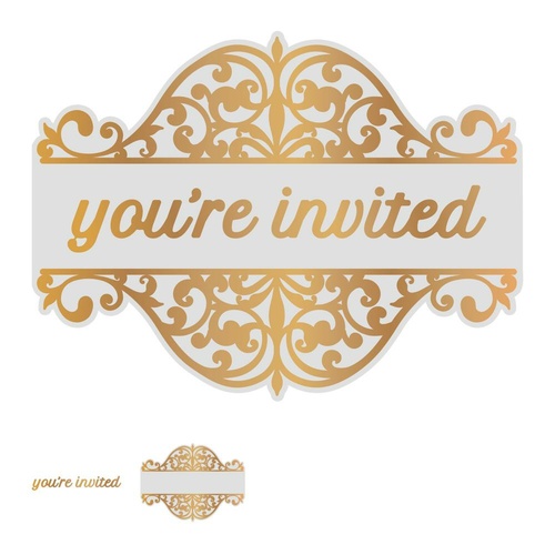 Couture Creations Gentlemans Emporium Cut Foil & Emboss Die You're Invited Tag 