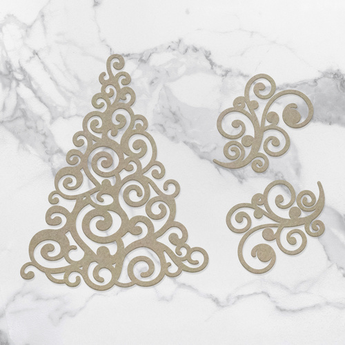 Couture Creations Naughty or Nice Chipboard Swirling Christmas Tree