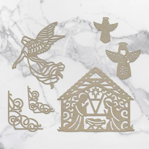 Couture Creations Naughty or Nice Chipboard Away in a Manger