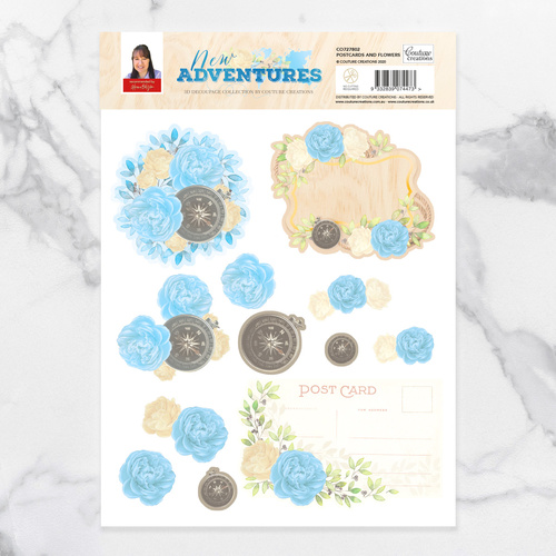 Couture Creations New Adventures A4 Decoupage Set Postcards and Flowers