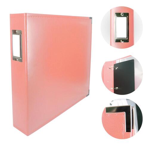 Couture Creations Coral Pink Classic Superior Leather D-Ring Album