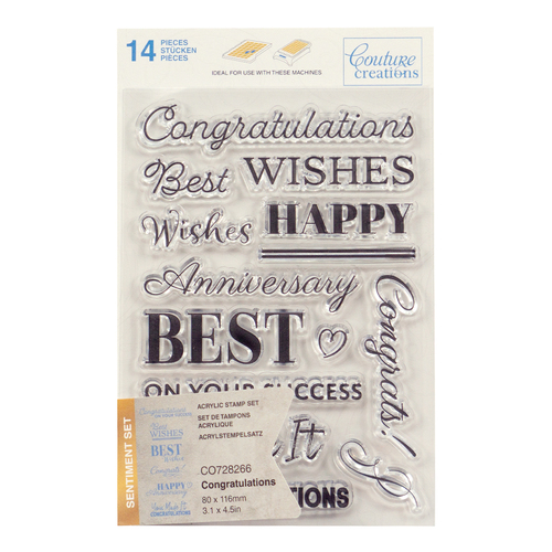Couture Creations Congratulations Sentiment Stamp Set 