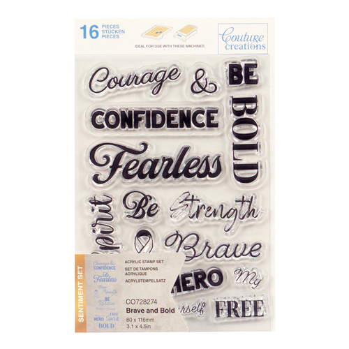 Couture Creations Brave and Bold Sentiment Stamp Set