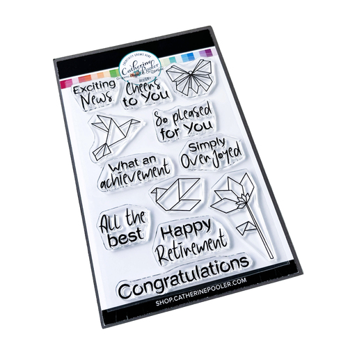 Catherine Pooler Origami Cheers Sentiments Stamp Set