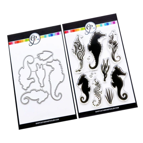 Catherine Pooler Seahorses on Parade Stamp & Die Combo