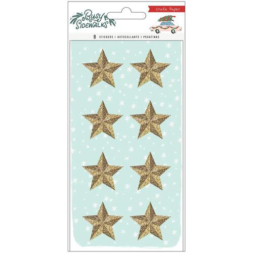 Crate Paper Busy Sidewalks Gold Gliter Stars Resin Stickers