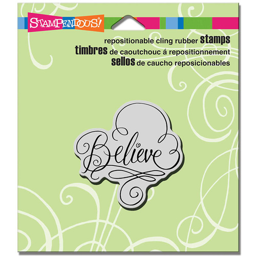 Stampendous Cling Stamp 4.75x4.5" Believe Scrolls