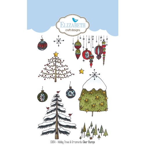 Elizabeth Craft Designs Clear Stamps Holiday Trees & Ornaments by Krista Schneider