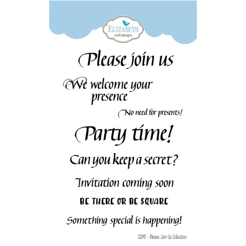 Elizabeth Craft Designs A Way with Words Stamp Please Join Us Collection