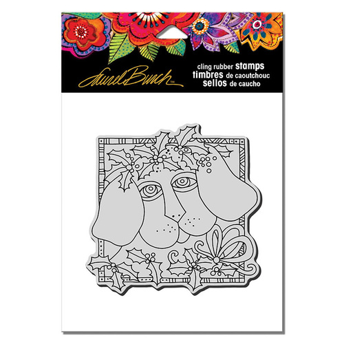 Stampendous Cling Stamp 6.5x4.5" Holly Pup by Laurel Burch