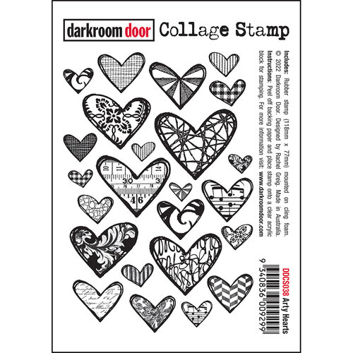 Darkroom Door Arty Hearts Collage Stamp