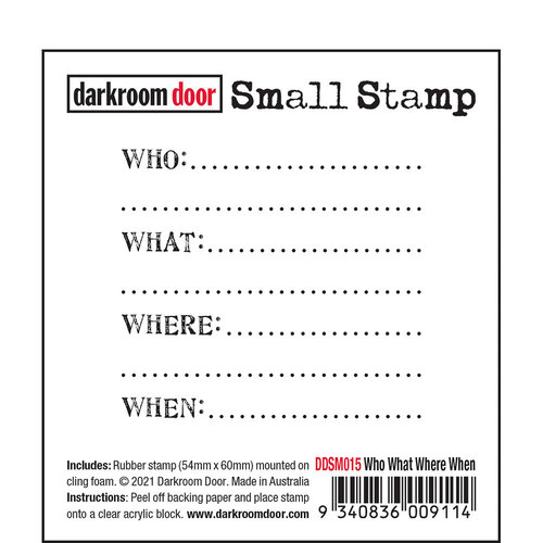 Darkroom Door Who What Where When Small Stamp