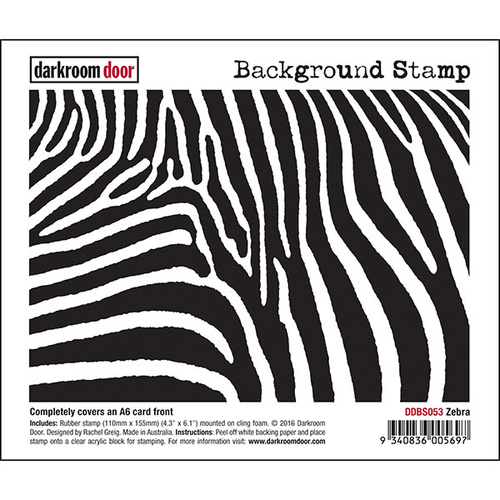 Darkroom Door Cling Rubber Background Stamp Zebra
