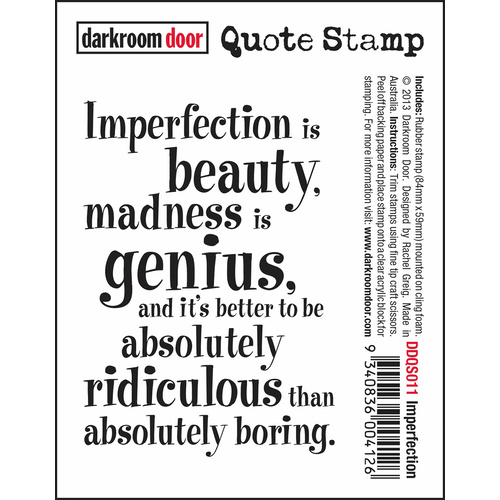 Darkroom Door Imperfection Quote Stamp