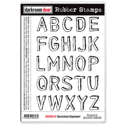 Darkroom Door Rubber Stamp Set Sketched Alphabet