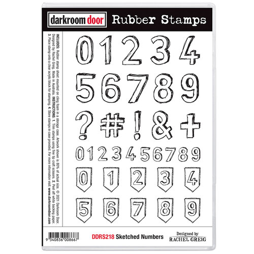 Darkroom Door Skteched Numbers Rubber Stamp Set
