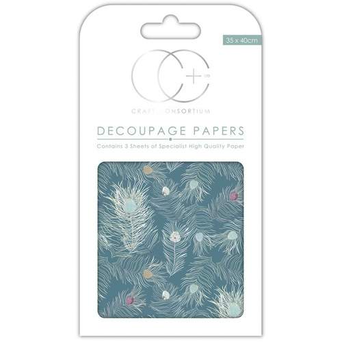 Craft Consortium Decoupage Paper Peacock Blue