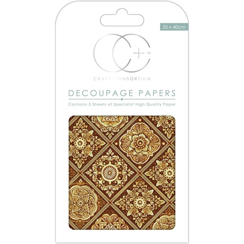 Craft Consortium Decoupage Paper Golden Tile
