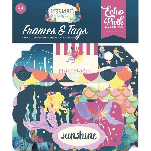 Echo Park Mermaid Dreams Ephemera Cardstock Die Cut Frames & Tags