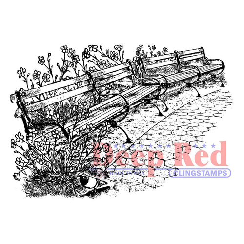 Deep Red Stamp Park Benches