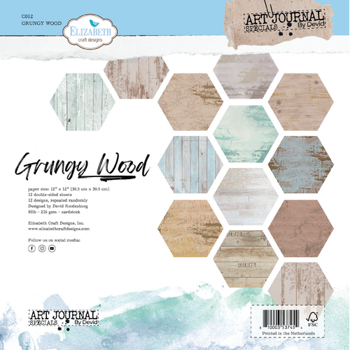 Elizabeth Craft Grungy Wood 12" Paper Pack