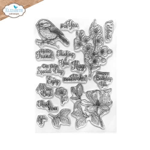 Elizabeth Craft Floral Branches & Sentiments Stamp