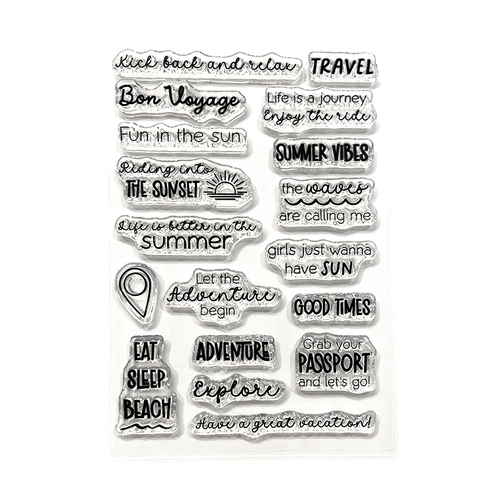 Elizabeth Craft Summer Travel Sentiments Stamp
