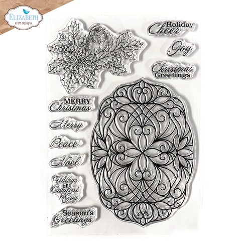 Elizabeth Craft Festive Holly Sentiments Stamp from the Festive Holly Collection