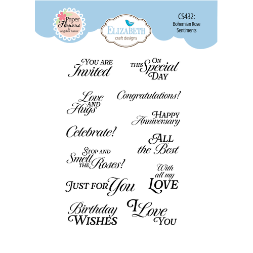 Elizabeth Craft Bohemian Rose Sentiments Stamp