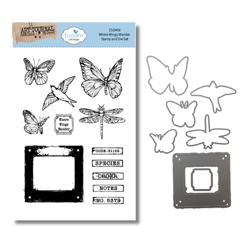 Elizabeth Craft Where Wings Wander Stamp and Die Set