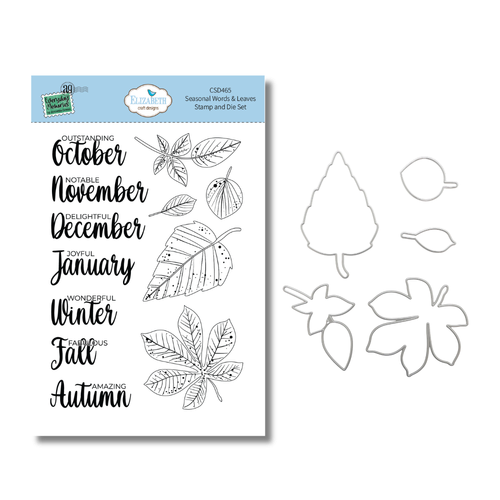 Elizabeth Craft Designs Elizabeth Craft Designs Seasonal Words & Leaves Stamp and Die Set from the Comfy Cozy Collection