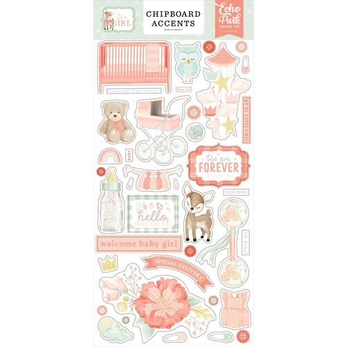 Echo Park It's a Girl Accents Chipboard Pieces