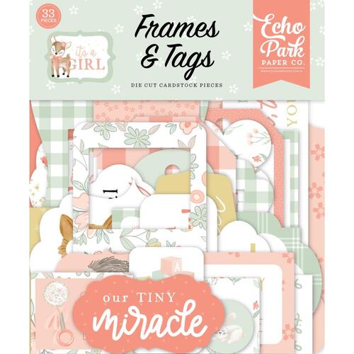 Echo Park It's a Girl Frames & Tags Cardstock Ephemera Die-Cuts