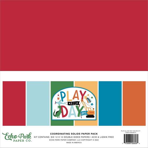 Echo Park Play All Day Boy 12" Solid Cardstock Pack
