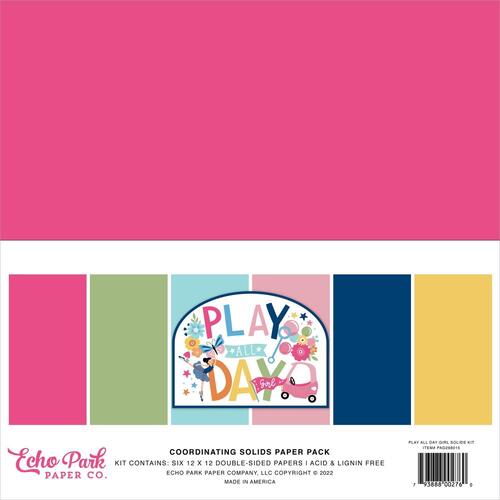 Echo Park Play All Day Girl 12" Solid Cardstock Pack