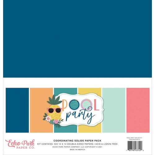 Echo Park Pool Party 12" Solids Cardstock Collection Pack