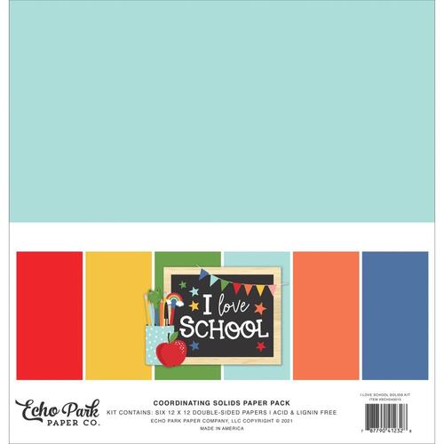 Echo Park I Love School 12" Solids Cardstock Collection Pack