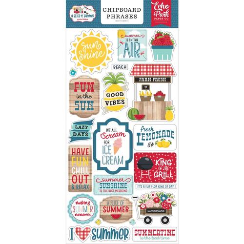 Echo Park A Slice of Summer Chipboard Phrases Stickers