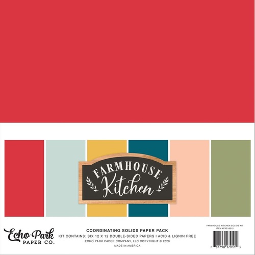 Echo Park Farmhouse Kitchen 12" Solid Cardstock Pack