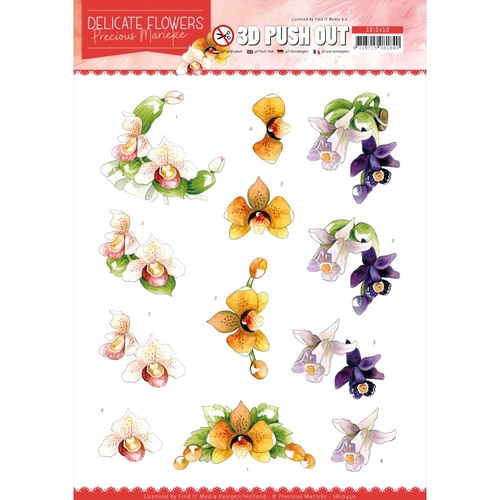 Precious Marieke Delicate Flowers 3D Decoupage Push Out Sheet Orchid