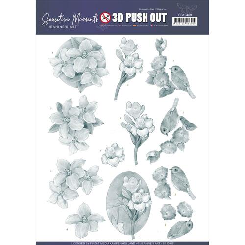 Jeanine's Art Sensitive Moments 3D Punchout Sheet Grey Freesias