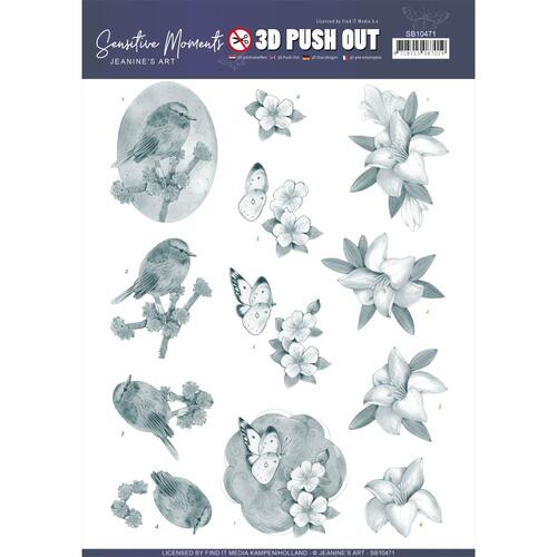Jeanine's Art Sensitive Moments 3D Punchout Sheet Grey Lily