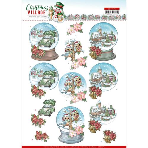 Yvonne Creations Christmas Village 3D Punchout Sheet Christmas Globes