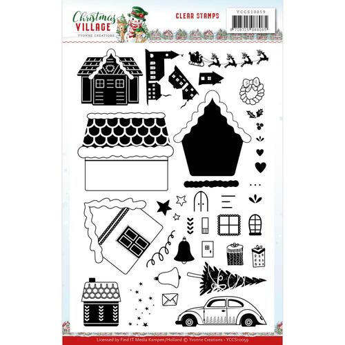 Yvonne Creations Christmas Village Clear Stamp